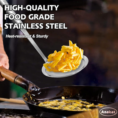 Stainless Steel Fat Skimmer Spoon - Set of 3 Professional Kitchen Fine Mesh Food Strainer and Hot Pot Skimmer with Long Handle for Skimming, Cooking, Frying, Grease, Gravy and Foam (3"+4"+4.7")