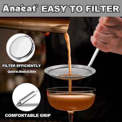 Stainless Steel Fat Skimmer Spoon - Set of 3 Professional Kitchen Fine Mesh Food Strainer and Hot Pot Skimmer with Long Handle for Skimming, Cooking, Frying, Grease, Gravy and Foam (3"+4"+4.7")