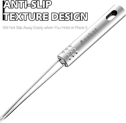 Stainless Steel Fat Skimmer Spoon - Set of 3 Professional Kitchen Fine Mesh Food Strainer and Hot Pot Skimmer with Long Handle for Skimming, Cooking, Frying, Grease, Gravy and Foam (3"+4"+4.7")
