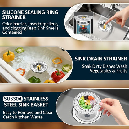Kitchen Sink Strainer Combo including Over the Sink Colander & Kitchen Sink Strainer for Drain - Kitchen Essential Accessaries