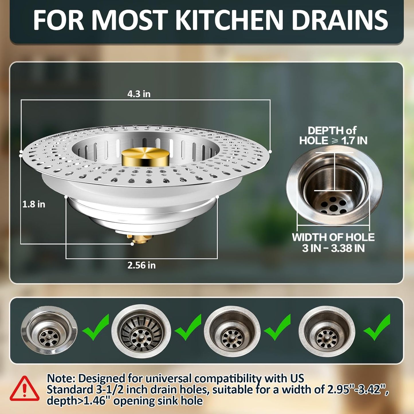 Kitchen Sink Strainer Combo including Over the Sink Colander & Kitchen Sink Strainer for Drain - Kitchen Essential Accessaries