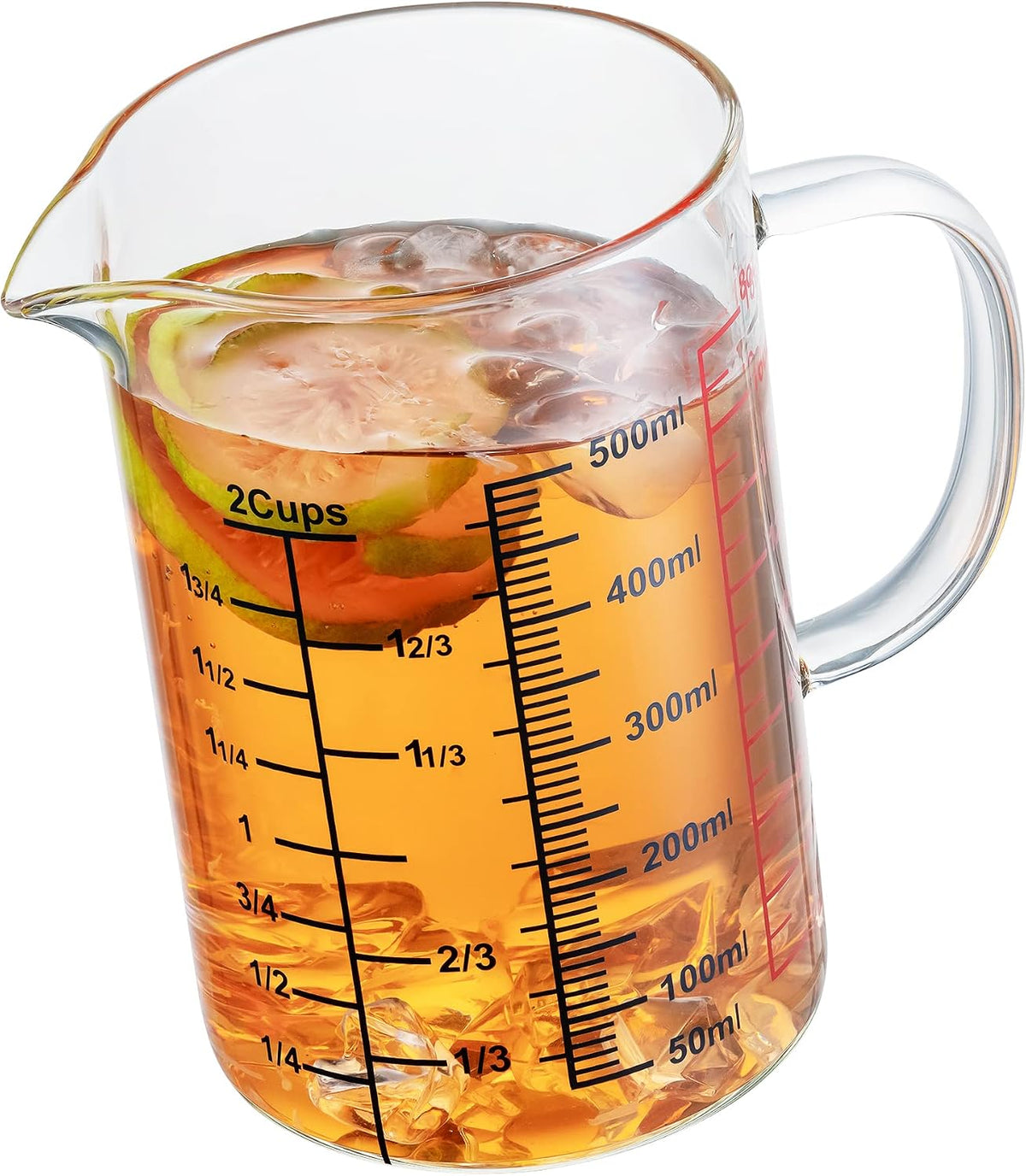 Glass Measuring Cup-[Insulated handle | V-Shaped Spout]-Made of High Borosilicate Glass Measuring Cup for Kitchen or Restaurant, Easy to Read, 250 ML (8 Oz, 1 Cup)