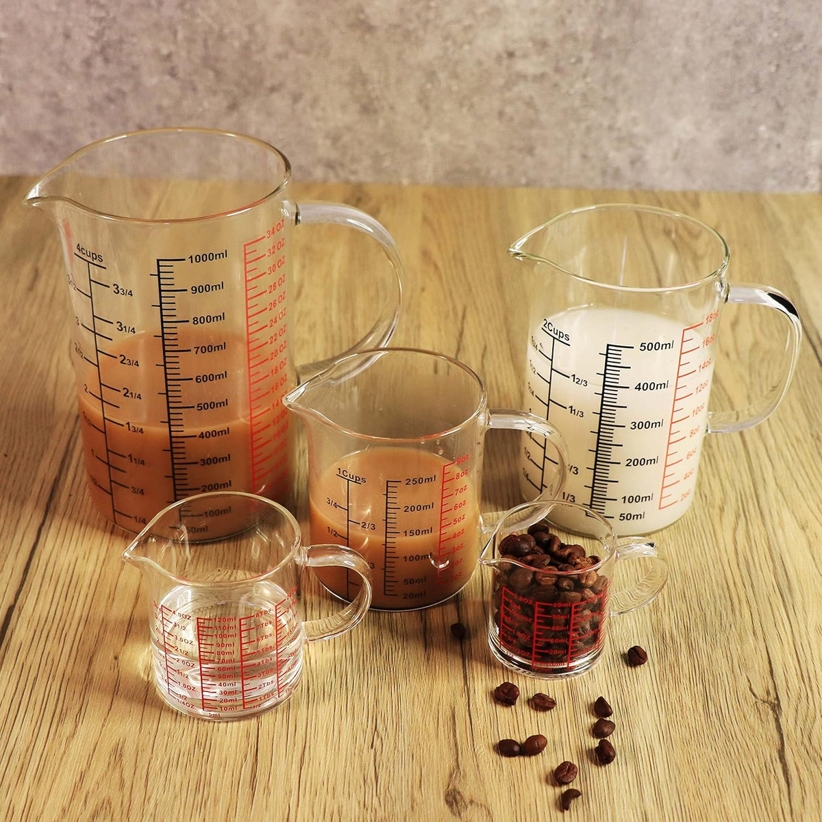 Glass Measuring Cup-[Insulated handle | V-Shaped Spout]-Made of High Borosilicate Glass Measuring Cup for Kitchen or Restaurant, Easy to Read, 250 ML (8 Oz, 1 Cup)