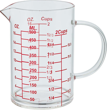 Glass Measuring Cup-[Insulated handle | V-Shaped Spout]-Made of High Borosilicate Glass Measuring Cup for Kitchen or Restaurant, Easy to Read, 250 ML (8 Oz, 1 Cup)
