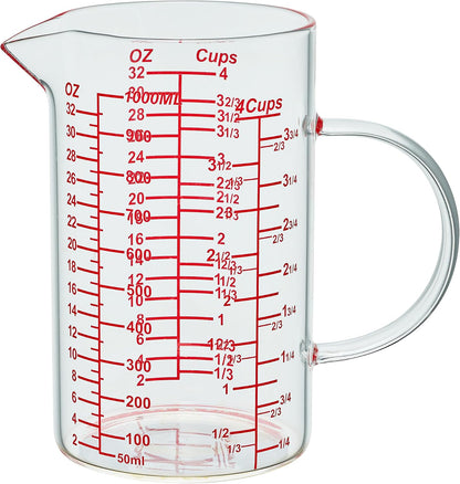 Glass Measuring Cup-[Insulated handle | V-Shaped Spout]-Made of High Borosilicate Glass Measuring Cup for Kitchen or Restaurant, Easy to Read, 250 ML (8 Oz, 1 Cup)