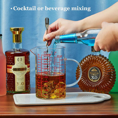 Glass Measuring Cup-[Insulated handle | V-Shaped Spout]-Made of High Borosilicate Glass Measuring Cup for Kitchen or Restaurant, Easy to Read, 250 ML (8 Oz, 1 Cup)