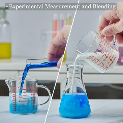 Glass Measuring Cup-[Insulated handle | V-Shaped Spout]-Made of High Borosilicate Glass Measuring Cup for Kitchen or Restaurant, Easy to Read, 250 ML (8 Oz, 1 Cup)