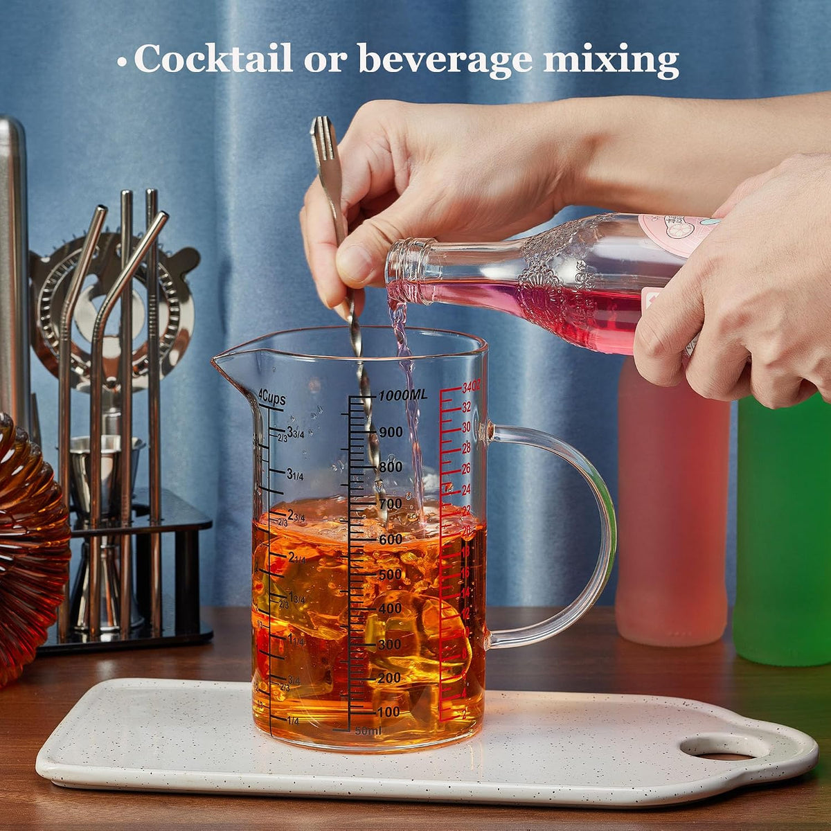 Glass Measuring Cup-[Insulated handle | V-Shaped Spout]-Made of High Borosilicate Glass Measuring Cup for Kitchen or Restaurant, Easy to Read, 250 ML (8 Oz, 1 Cup)