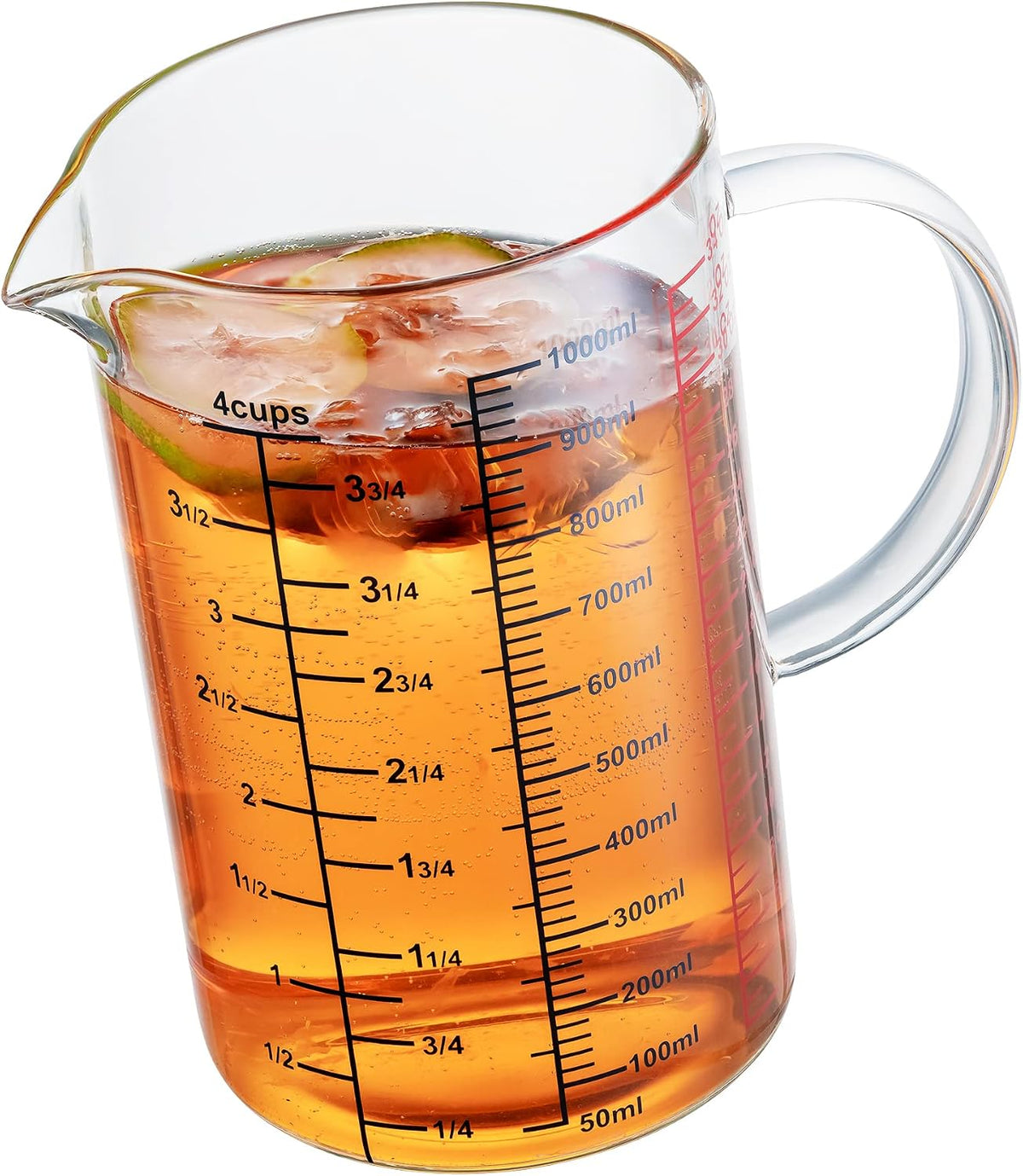 Glass Measuring Cup-[Insulated handle | V-Shaped Spout]-Made of High Borosilicate Glass Measuring Cup for Kitchen or Restaurant, Easy to Read, 250 ML (8 Oz, 1 Cup)