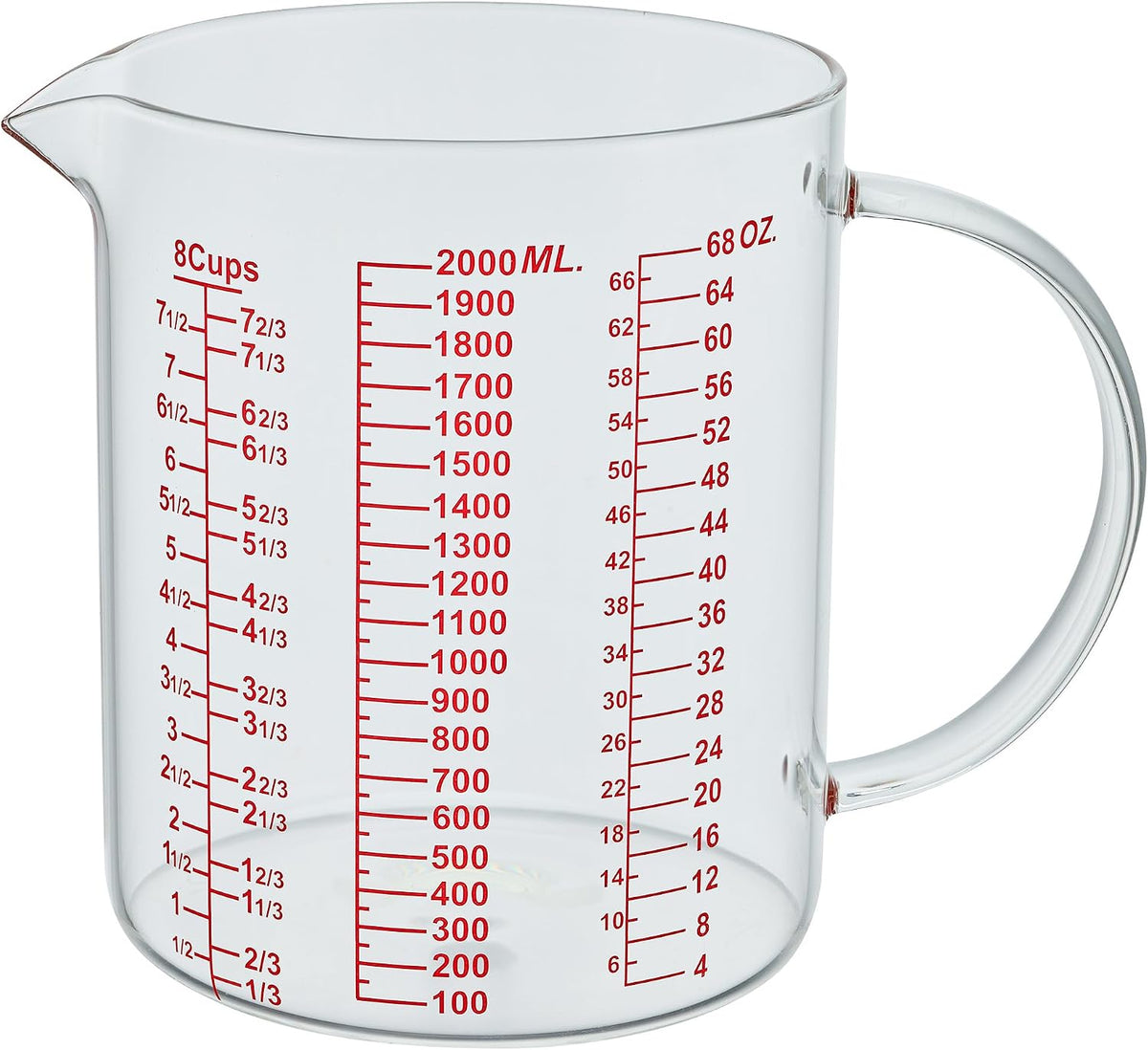 Glass Measuring Cup-[Insulated handle | V-Shaped Spout]-Made of High Borosilicate Glass Measuring Cup for Kitchen or Restaurant, Easy to Read, 250 ML (8 Oz, 1 Cup)