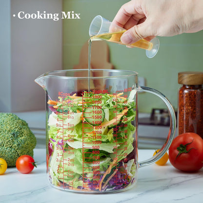 Glass Measuring Cup-[Insulated handle | V-Shaped Spout]-Made of High Borosilicate Glass Measuring Cup for Kitchen or Restaurant, Easy to Read, 250 ML (8 Oz, 1 Cup)