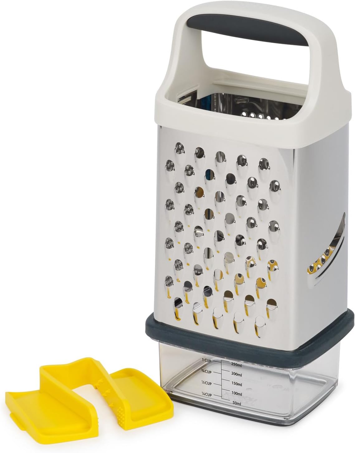 Multi-Grip Box Grater with Precision food grip, Stainless Steel blades for grating and slicing, non-slip base, Dishwasher safe
