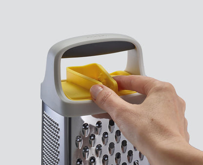 Multi-Grip Box Grater with Precision food grip, Stainless Steel blades for grating and slicing, non-slip base, Dishwasher safe