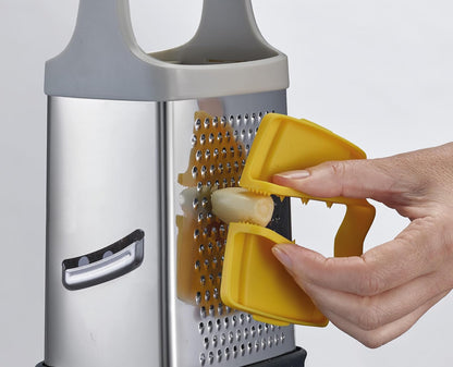 Multi-Grip Box Grater with Precision food grip, Stainless Steel blades for grating and slicing, non-slip base, Dishwasher safe