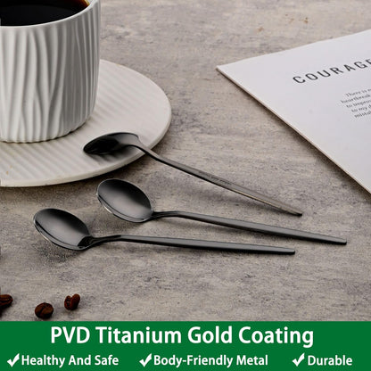 5.1 Inch Coffee & Tea Spoon,6 Pieces Gold Stainless Steel Teaspoon,Mini Spoons For Dessert And Coffee,Durable Demitasse Coffee Spoons For Dessert