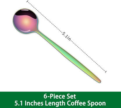 5.1 Inch Coffee & Tea Spoon,6 Pieces Gold Stainless Steel Teaspoon,Mini Spoons For Dessert And Coffee,Durable Demitasse Coffee Spoons For Dessert