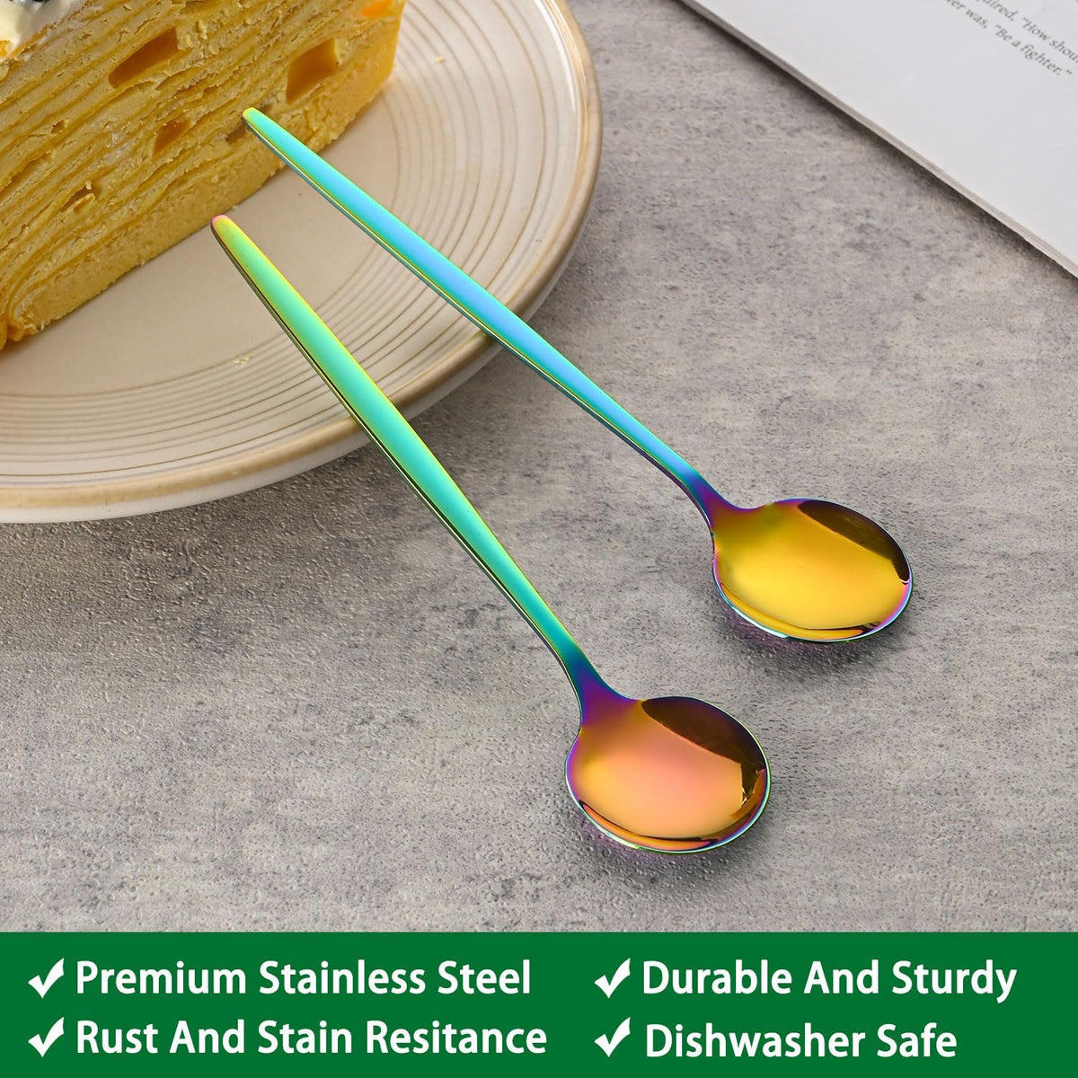 5.1 Inch Coffee & Tea Spoon,6 Pieces Gold Stainless Steel Teaspoon,Mini Spoons For Dessert And Coffee,Durable Demitasse Coffee Spoons For Dessert