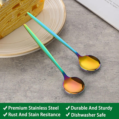 5.1 Inch Coffee & Tea Spoon,6 Pieces Gold Stainless Steel Teaspoon,Mini Spoons For Dessert And Coffee,Durable Demitasse Coffee Spoons For Dessert