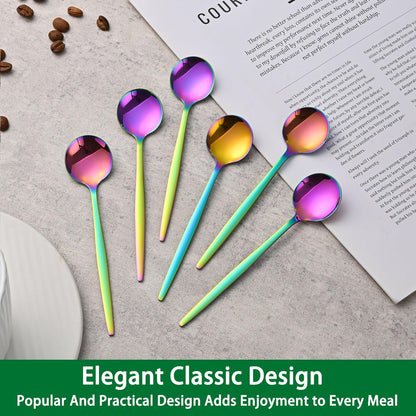 5.1 Inch Coffee & Tea Spoon,6 Pieces Gold Stainless Steel Teaspoon,Mini Spoons For Dessert And Coffee,Durable Demitasse Coffee Spoons For Dessert