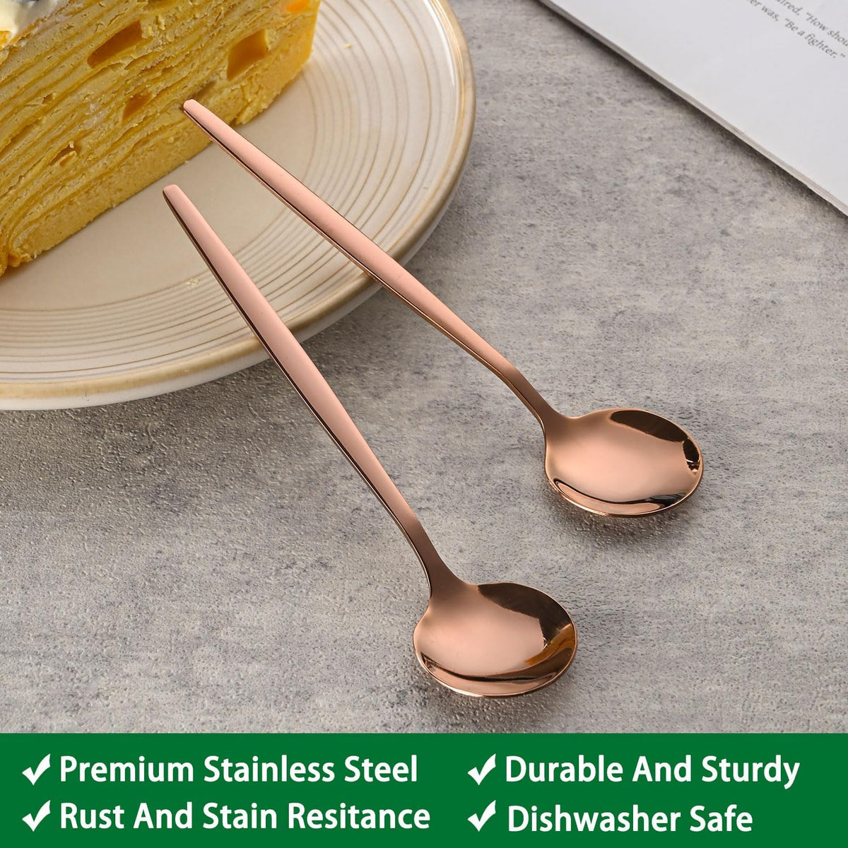 5.1 Inch Coffee & Tea Spoon,6 Pieces Gold Stainless Steel Teaspoon,Mini Spoons For Dessert And Coffee,Durable Demitasse Coffee Spoons For Dessert
