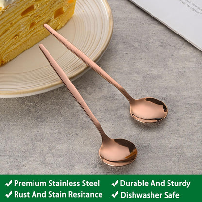 5.1 Inch Coffee & Tea Spoon,6 Pieces Gold Stainless Steel Teaspoon,Mini Spoons For Dessert And Coffee,Durable Demitasse Coffee Spoons For Dessert