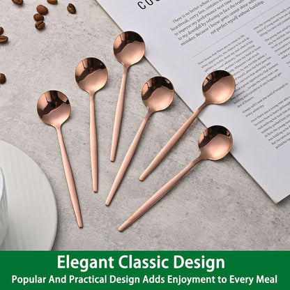 5.1 Inch Coffee & Tea Spoon,6 Pieces Gold Stainless Steel Teaspoon,Mini Spoons For Dessert And Coffee,Durable Demitasse Coffee Spoons For Dessert