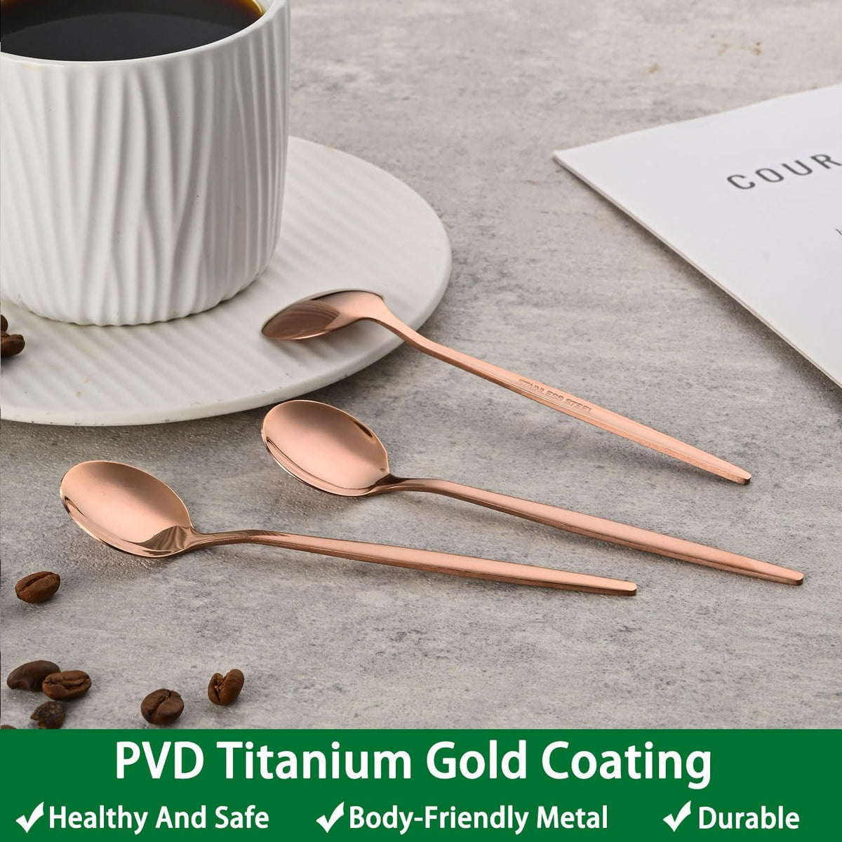 5.1 Inch Coffee & Tea Spoon,6 Pieces Gold Stainless Steel Teaspoon,Mini Spoons For Dessert And Coffee,Durable Demitasse Coffee Spoons For Dessert