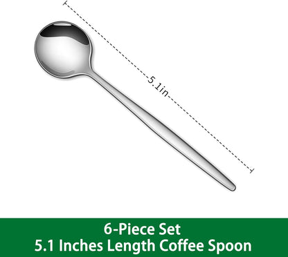 5.1 Inch Coffee & Tea Spoon,6 Pieces Gold Stainless Steel Teaspoon,Mini Spoons For Dessert And Coffee,Durable Demitasse Coffee Spoons For Dessert