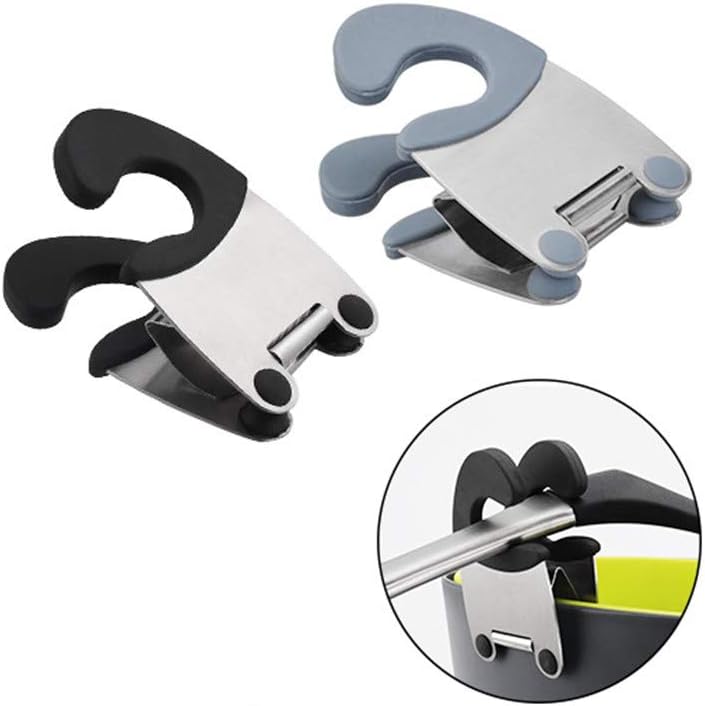 Stainless Steel Pot Clip Spoon Rest, Anti-Scald Fixed Pot Clamp | Silicone & Stainless Steel Kitchen Accessories Tools, Available in Black & Grey Colors