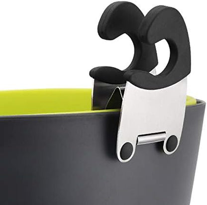 Stainless Steel Pot Clip Spoon Rest, Anti-Scald Fixed Pot Clamp | Silicone & Stainless Steel Kitchen Accessories Tools, Available in Black & Grey Colors