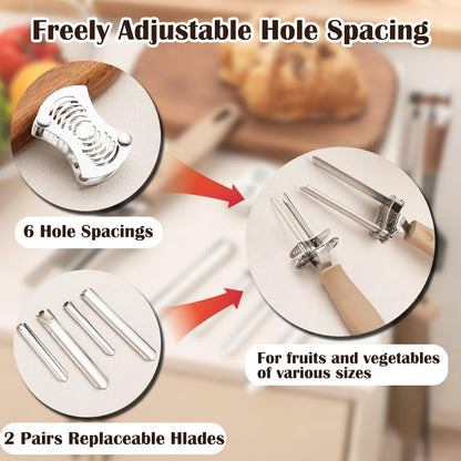 2PCS Apple Corer, Adjustable Fruit & Vegetable Corer and Pitter, Multi-Size (0.23in-1.33in) Corer & Seed Remover for Pears, Cherry, Jujube, Jalapeno, Peppers, Stainless Steel Pitter Remover
