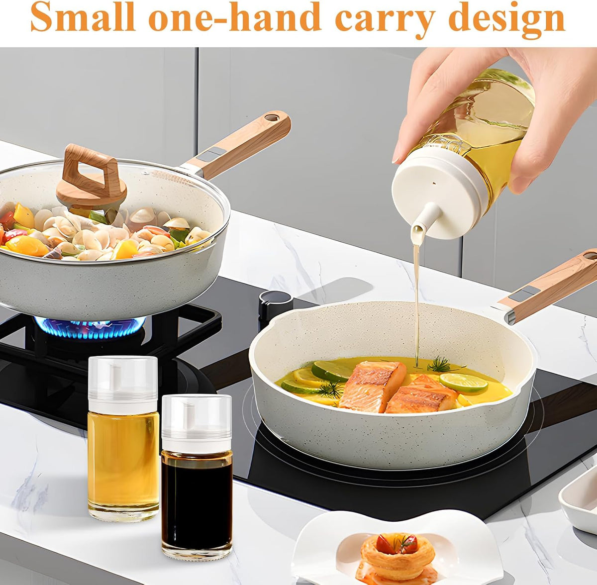 6Pcs Small Oil and Vinegar Dispenser Bottles, 3.4oz/100ml Leak-proof Glass Cruet Bottles, BPA Free Cooking Oil Container for Kitchen Organization Salad Dressing Balsamic Soy Sauce