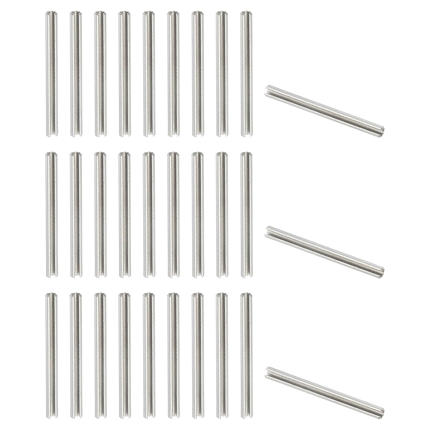 Slotted Spring Pin, 50 Pcs 1/8" x 3/4" (3.2mm x 20mm) 304 Stainless Steel Split Roll Pins Spring Dowel for Home Improvement Automotive Machine Repair, Silver - Colors A