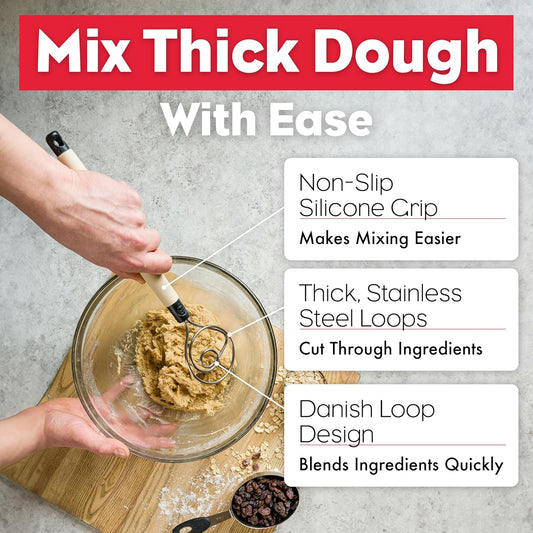 Dough Whisk - Heavy Duty Dishwasher-Safe Mixing Tool