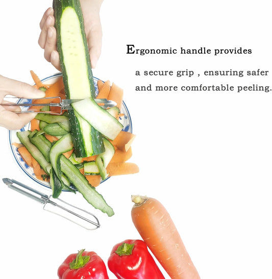 2PCS Stainless Steel Vegetable & Potato Peeler Sharp Blade Dual Handed | Non-Slip Handle, Dishwasher Safe Kitchen Tool