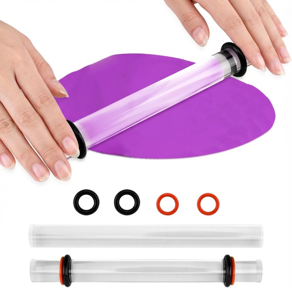 Polymer Clay Tools, 2Pcs Clay Rolling Pin with Thickness Rings, Clear Acrylic Roller for DIY Pottery Craft Modeling Shaping Handmade Art Supplies