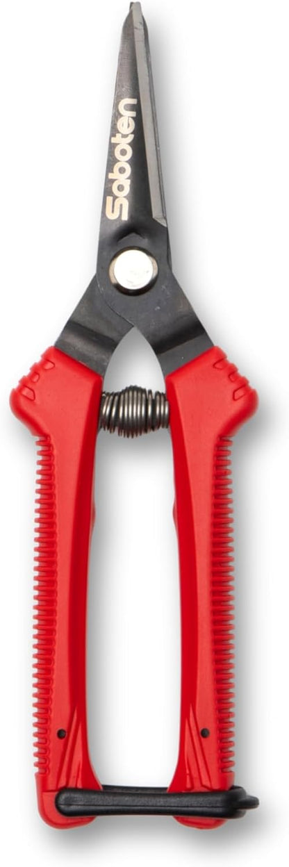 Saboten SD-8 Japanese Micro Tip Harvesting Snips, Ultra-Light 2.3 oz (65g) Pruning Scissors for Herbs, Flowers & Vegetables, HRC60 Blade Steel, Spring Action + Safety Lock, Made in Japan