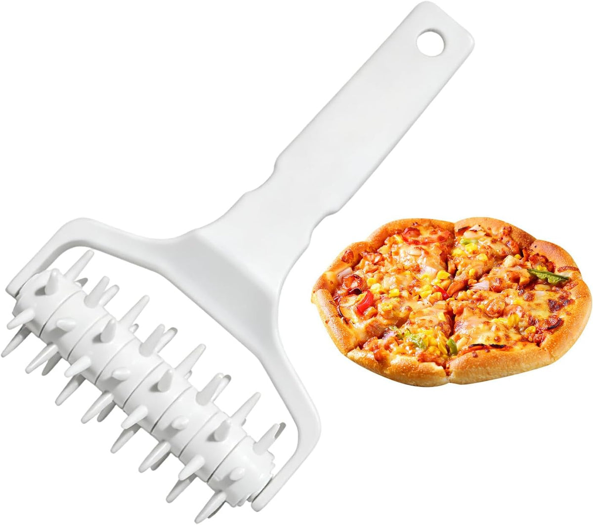 Pizza Dough Docker, Professional Dough Roller with Spikes, Plastic Pizza Pastry Docker Roller Pizza Docking Tool for Home & Commercial Kitchen, 8.1 X 4.7 X 2.6in