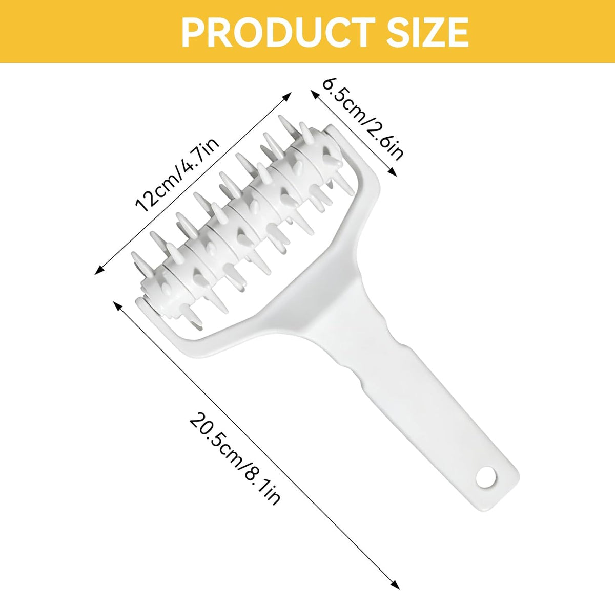 Pizza Dough Docker, Professional Dough Roller with Spikes, Plastic Pizza Pastry Docker Roller Pizza Docking Tool for Home & Commercial Kitchen, 8.1 X 4.7 X 2.6in