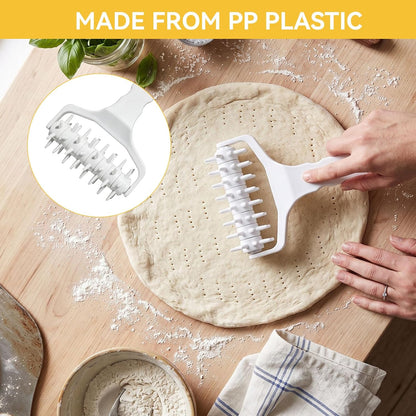 Pizza Dough Docker, Professional Dough Roller with Spikes, Plastic Pizza Pastry Docker Roller Pizza Docking Tool for Home & Commercial Kitchen, 8.1 X 4.7 X 2.6in