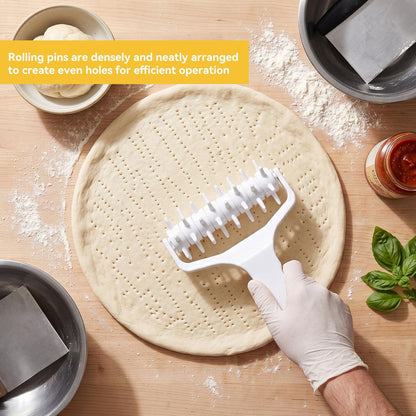 Pizza Dough Docker, Professional Dough Roller with Spikes, Plastic Pizza Pastry Docker Roller Pizza Docking Tool for Home & Commercial Kitchen, 8.1 X 4.7 X 2.6in