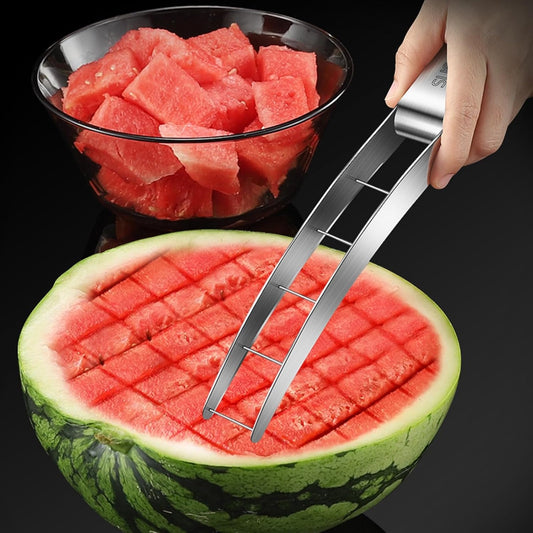 Wtermelon Cutter Slicer Cut Watermelon Into Cubes Knife Melon Baller for Kitchen Gadgets Useful Cool Tool, Large, Silver