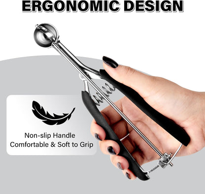 Extra Small Cookie Scoop 1 tsp, Professional Stainless Steel Tiny Ice Cream Scoop 25mm, Melon Baller Scoop Good Soft Grips, Quick Trigger Release