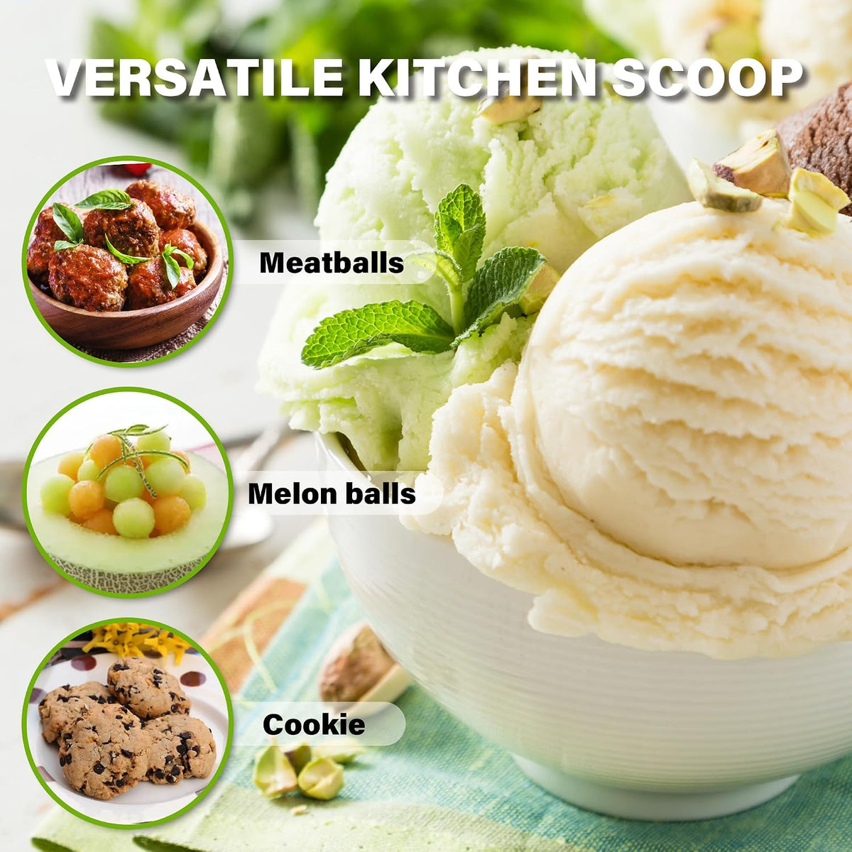 Extra Small Cookie Scoop 1 tsp, Professional Stainless Steel Tiny Ice Cream Scoop 25mm, Melon Baller Scoop Good Soft Grips, Quick Trigger Release