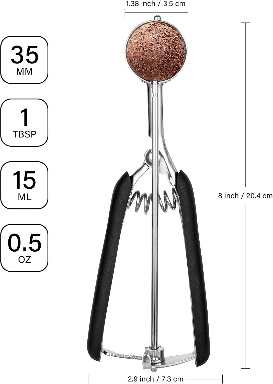 Extra Small Cookie Scoop 1 tsp, Professional Stainless Steel Tiny Ice Cream Scoop 25mm, Melon Baller Scoop Good Soft Grips, Quick Trigger Release