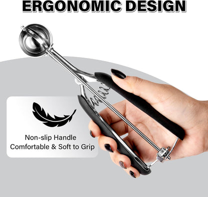 Extra Small Cookie Scoop 1 tsp, Professional Stainless Steel Tiny Ice Cream Scoop 25mm, Melon Baller Scoop Good Soft Grips, Quick Trigger Release