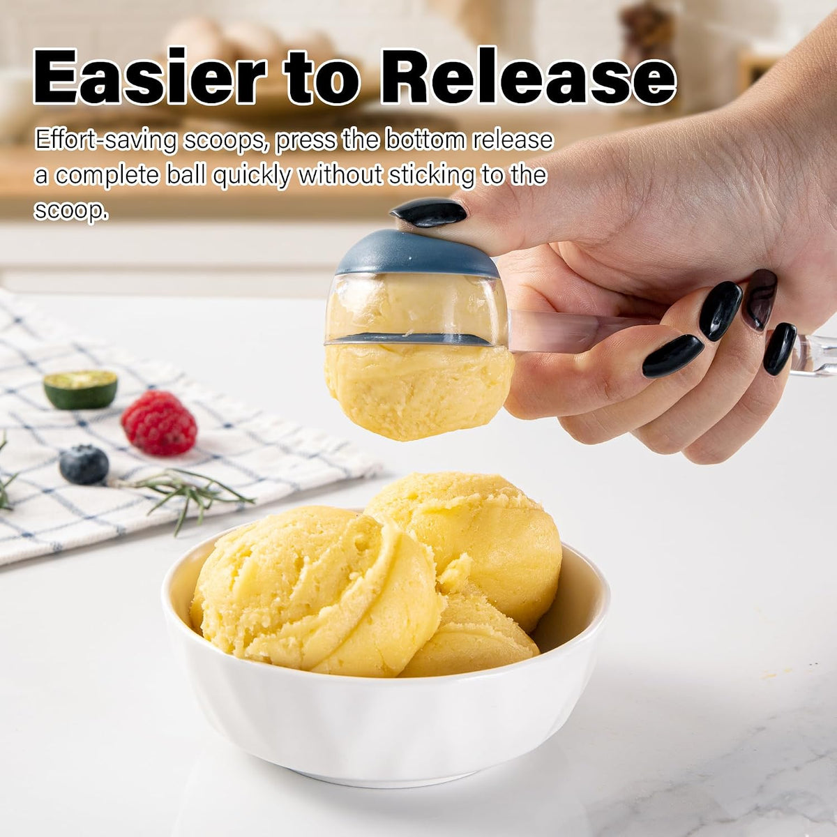 Extra Small Cookie Scoop 1 tsp, Professional Stainless Steel Tiny Ice Cream Scoop 25mm, Melon Baller Scoop Good Soft Grips, Quick Trigger Release