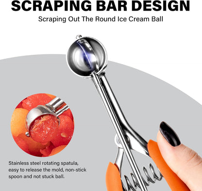 Extra Small Cookie Scoop 1 tsp, Professional Stainless Steel Tiny Ice Cream Scoop 25mm, Melon Baller Scoop Good Soft Grips, Quick Trigger Release