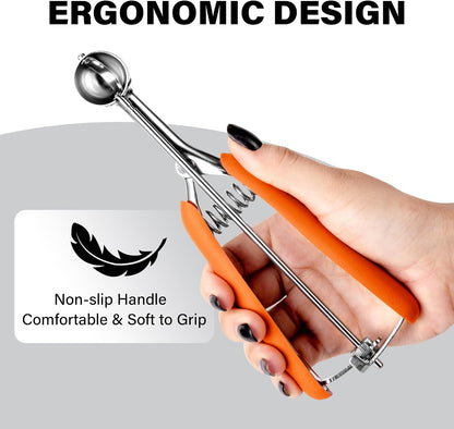 Extra Small Cookie Scoop 1 tsp, Professional Stainless Steel Tiny Ice Cream Scoop 25mm, Melon Baller Scoop Good Soft Grips, Quick Trigger Release