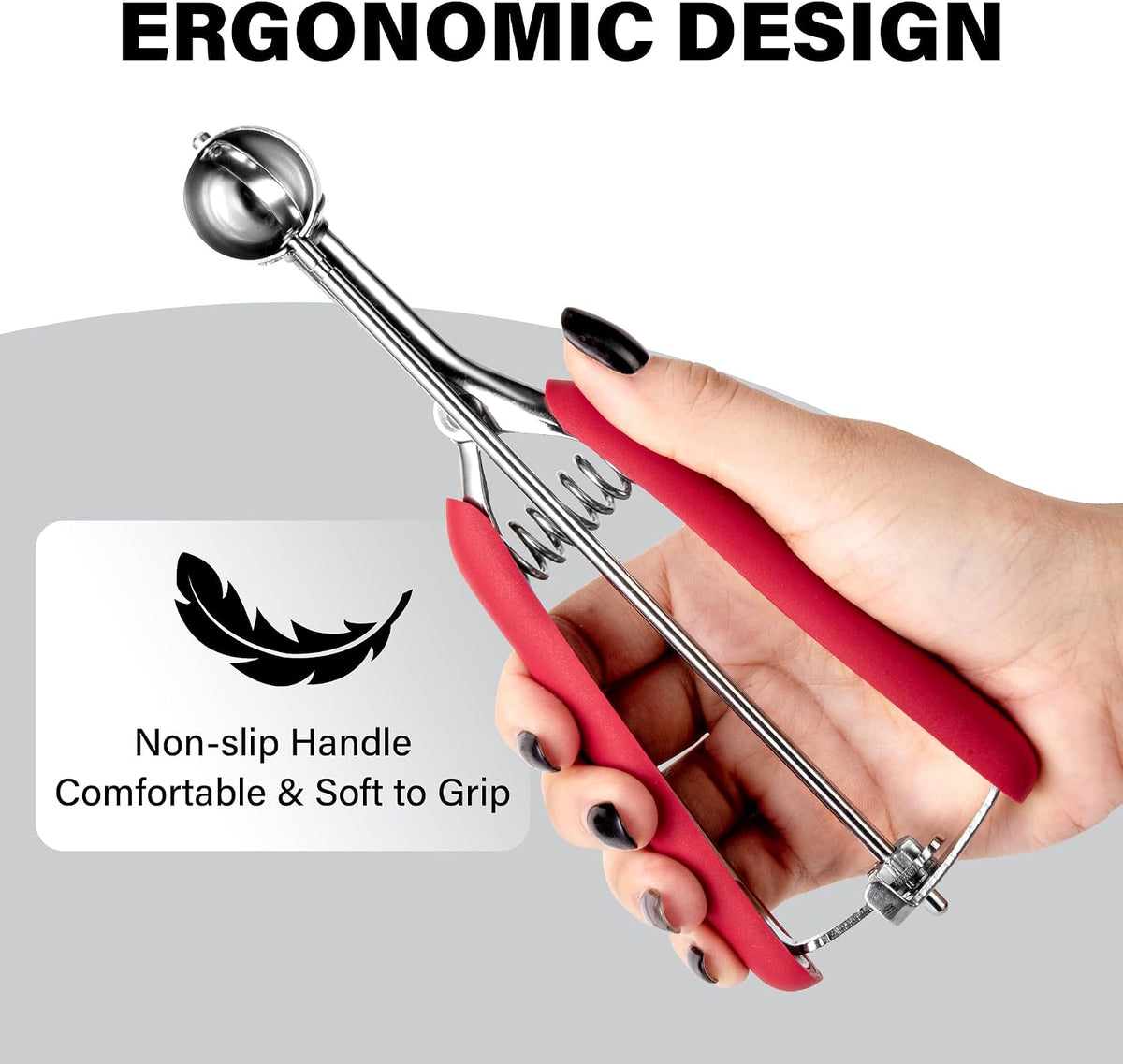 Extra Small Cookie Scoop 1 tsp, Professional Stainless Steel Tiny Ice Cream Scoop 25mm, Melon Baller Scoop Good Soft Grips, Quick Trigger Release
